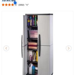 Plastic Freestanding Garage Cabinet in Gray (27 in. W x 68 in. H x 15 in. D)