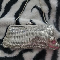 SILVER CLUTCH MESH EVENING BAG