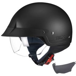 GLX M14 Open Face Motorcycle Helmet - Matte Black