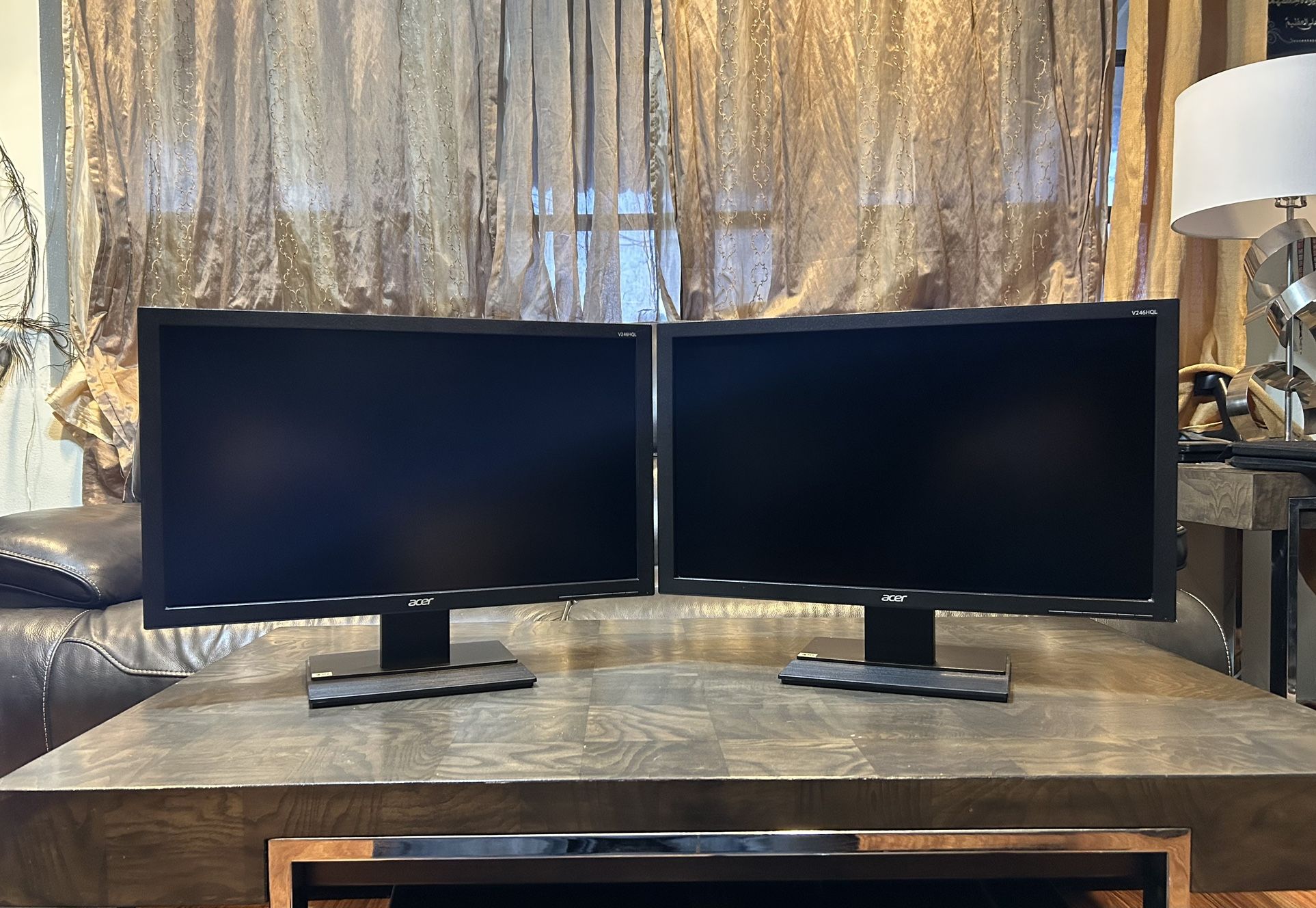 Two ( dual ) LED Backlit IPS Acer V246HQL 24” inches Full HD 1080p HDMI DP VGA computer monitors