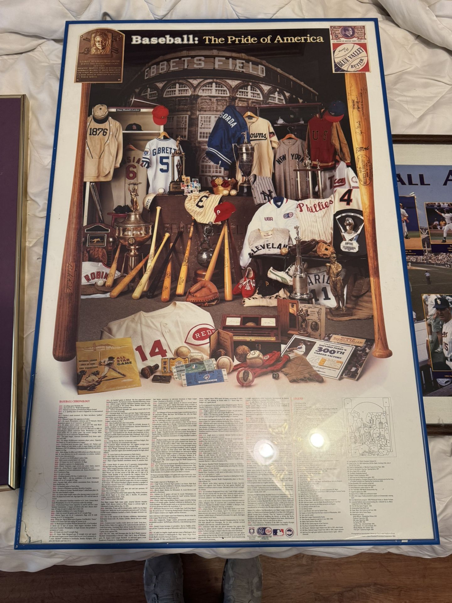 Giant Framed “Game Of Baseball” Poster 40 Inches Tall And 25 Inches Wide
