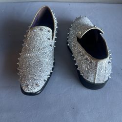 After Midnite Silver Spikes Slip-on Smoking Men's Prom Dress Shoes Sizes: 8