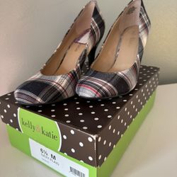 Kelley & Katie Navy Plaid Heels 