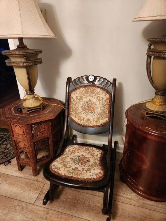 Vintage Wood Folding Rocking Chair