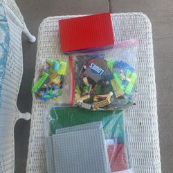 Lot Of "LEGO" Compatible Base Plates And Random Bricks