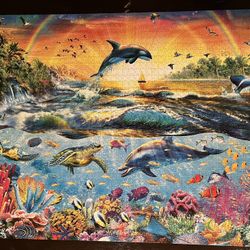 Buffalo tropical paradise 2000 Pc Puzzle (all Pieces Accounted For)
