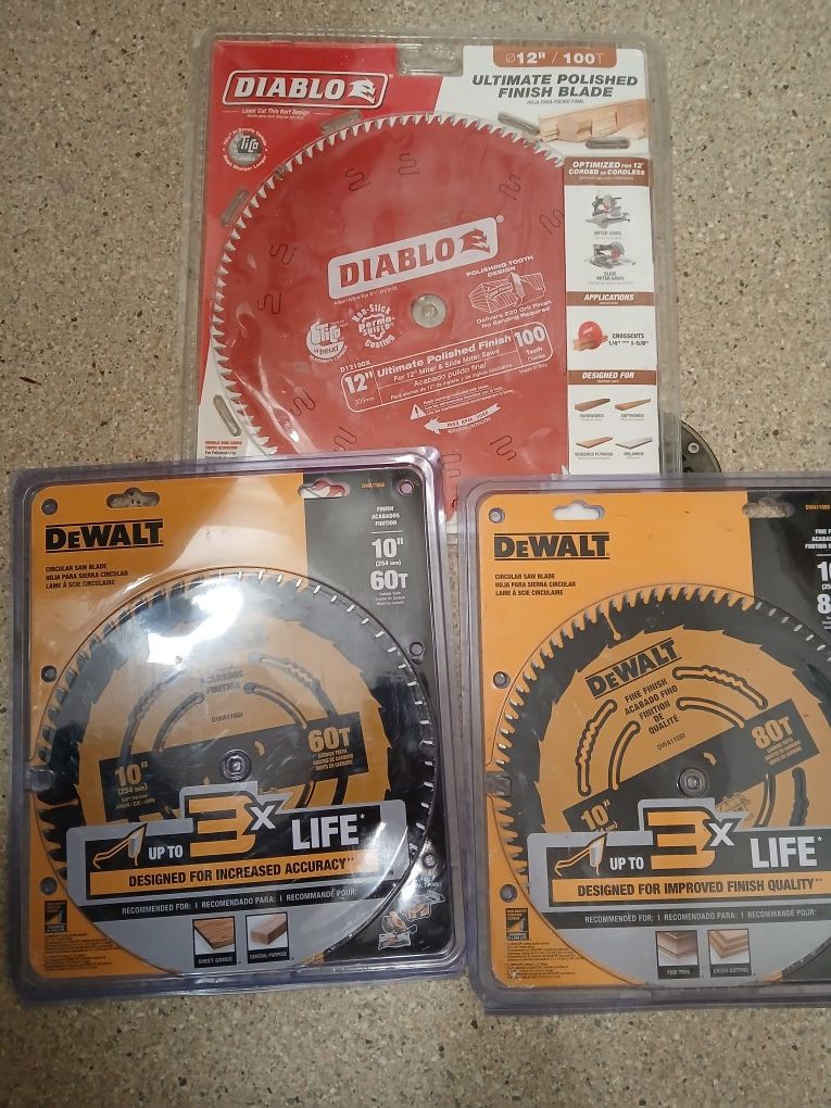 New Deoblo And Dewalt Saw Blade's