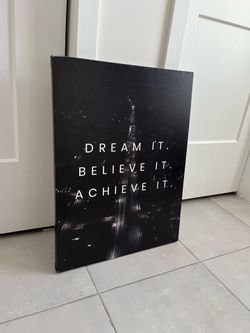 Motivational Canvas Wall Art – “Dream It. Believe It. Achieve It.” – 24” x 18”