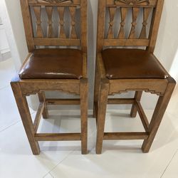 Leather/Wood Barstools (2)