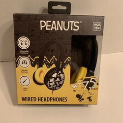PEANUTS (2025) Wired Headphones (Black/Yellow) 75 Years Snoopy & Woodstock 13+