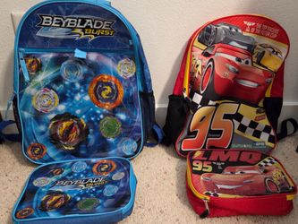 Beyblade & Cars Backpack and Lunch Box Sets