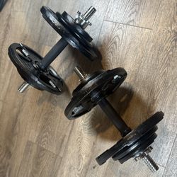 Standard Adjustable Dumbbells Cast Iron Plates.  Total : 80 lbs