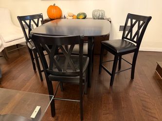 Black Counter-Height Dining Table with 3 Chairs