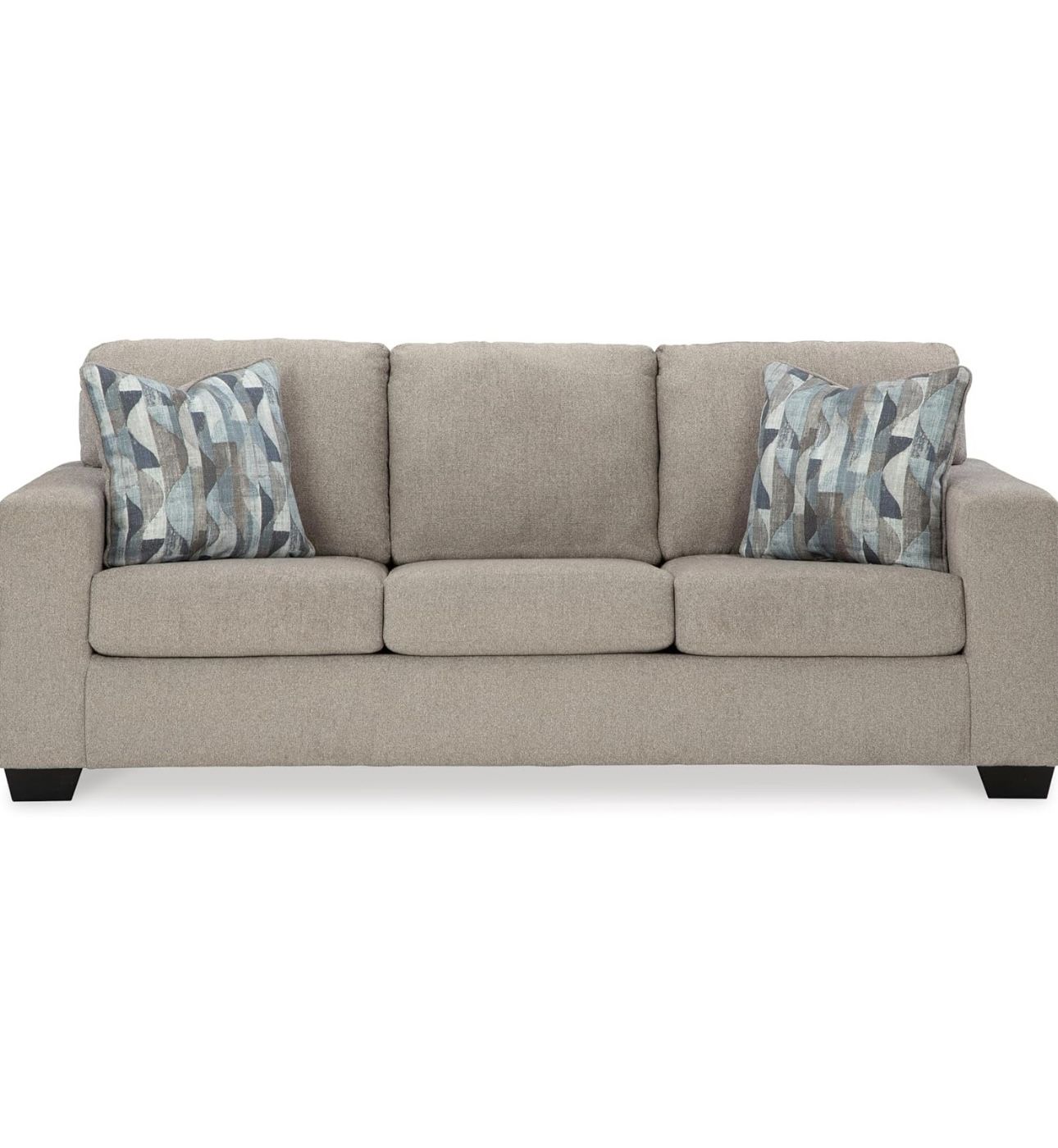 Signature Design by Ashley Deltona Contemporary Sofa with 2 Decorative Pillows, Beige, Like New, Onl