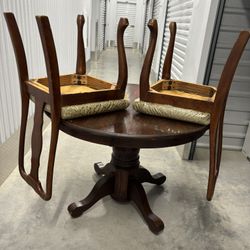 Round Wooden Table & 2 Chairs 