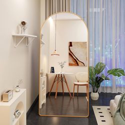 Arched Full Length Mirror, L71’’W31.5’’ Floor Mirror with Stand, Arched Wall Mirror Full Length