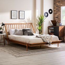 Queen spindle wood bed frame