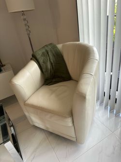 Cream Leather Accent Chair