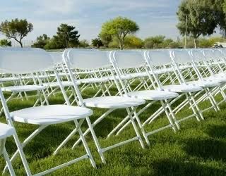White folding chairs s,a,l, e