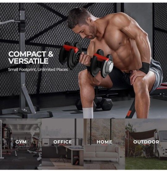 (1 Only)Adjustable Dumbbell /40LBS Adjustable Dumbbell Fast Adjust Dumbbell Weight with Anti-Slip Handle and Tray for Men/Women