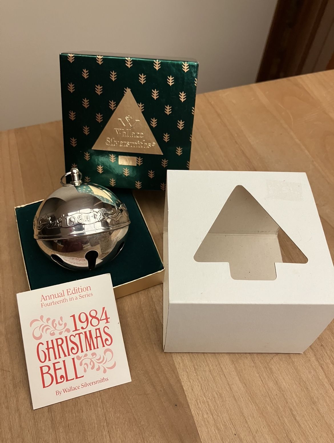 Wallace Silversmiths 1984 32nd Annual Christmas Sleigh Bell  With Box (Outer Sleeve Sticker says 1994)