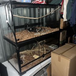 Terrariums for Reptiles 40 Gallon Double Door Front Opening with Screen Lids