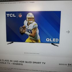 65” TCL QLED Smart TV