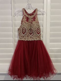 NEW Burgundy And Gold Lace Dress 