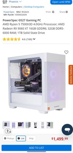 PowerSpec G527 | Ryzen 5 7500X3D + RX 9060 XT 16GB | 32GB DDR5 | Warranty to Nov 2027
