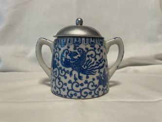 Japanese Porcelein Sugar Bowl with Lid - Flying Phoenix