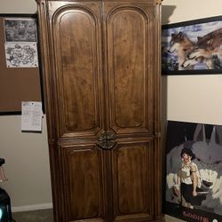 Armoire - Pecan Wood With Brass Handles