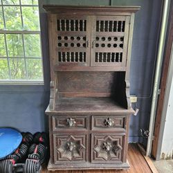 Antique Two-Piece Oak Cabinet / Armoire