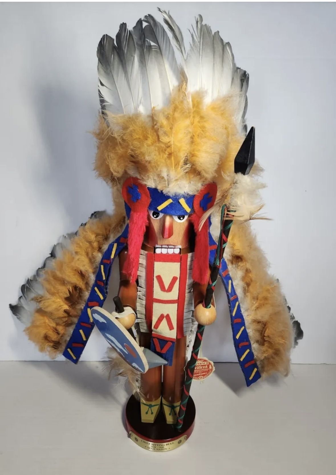 Steinbach Nutcracker 16" Large Chief Sitting Bull Germany Rare in excellent condition. Vintage.