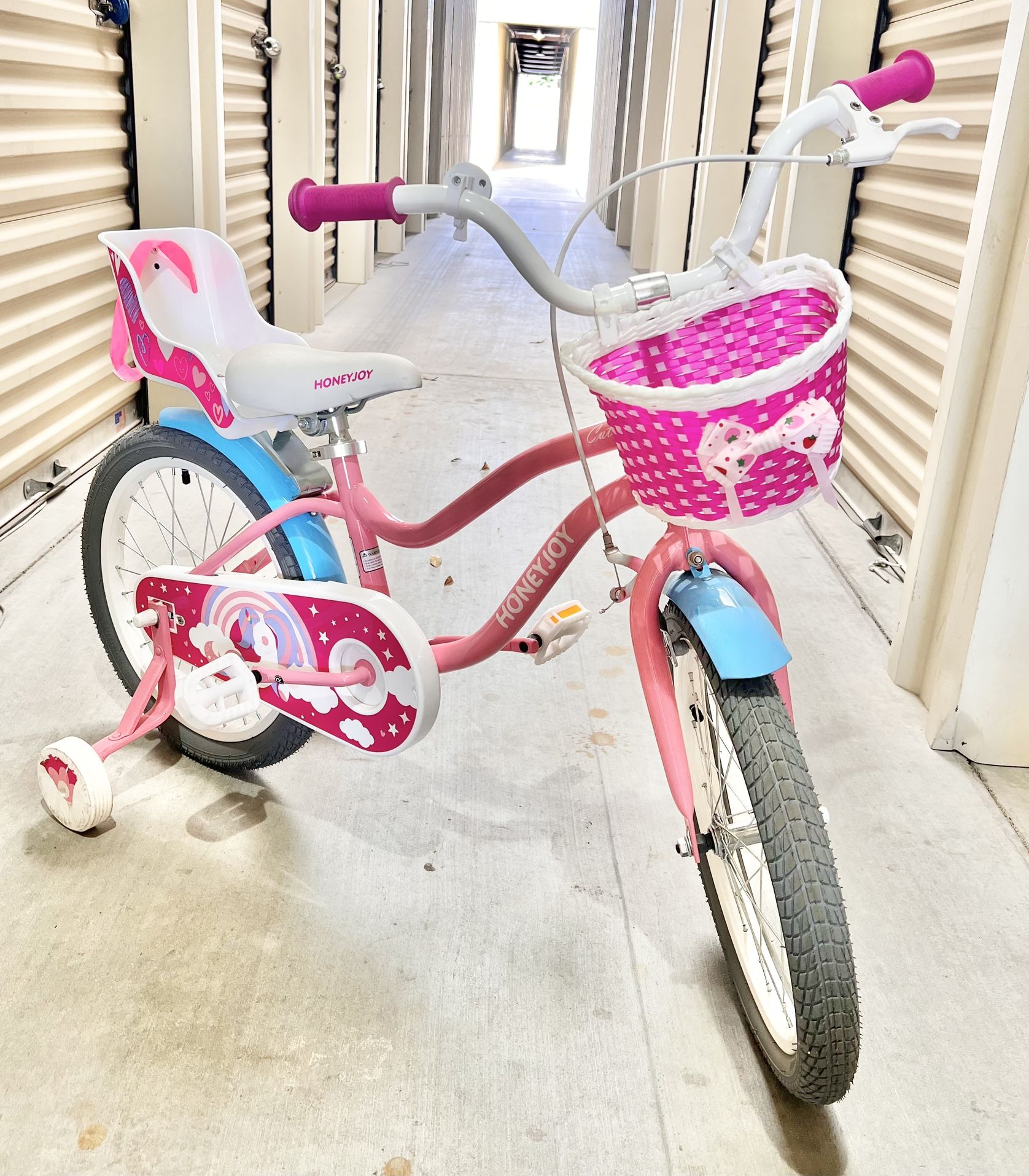 HoneyJoy Ultralite Balance Bike w Basket and Doll Seat