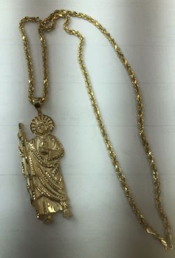 14k real sold gold with rope chain with life time warranty