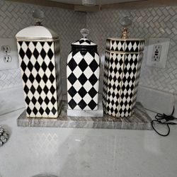 Black and white decanters