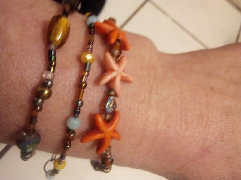 Glass Bead Stretch and Adjustable Sizes Bracelets