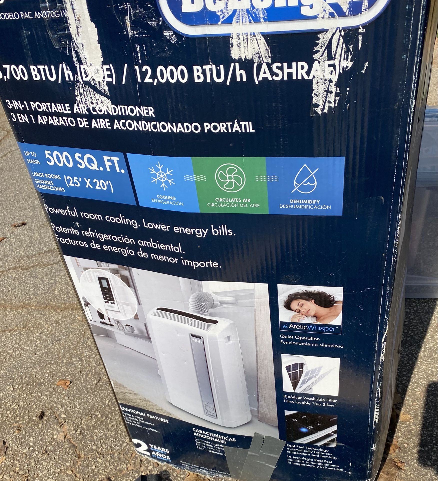 DELONGHI 500 SQ FT PORTABLE A/C
