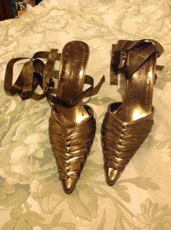 Wild rose pointy toe wrap around heel