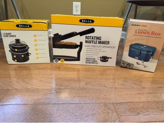 Slow cooker and rotating waffle maker and lunch box