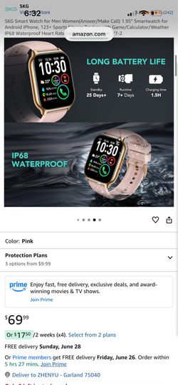 SKG Smart Watch for Men Women(Answer/Make Call) 1.95" Smartwatch for Android iPhone, 123+ Sports Fitness Tracker with Game/Calculator/Weather IP68 Wat