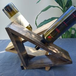 Table Top Wine Rack- 2 Bottles- Stained & Laquered