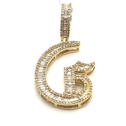 10k Gold Diamond Pendant Letter G Old English Style .88ctw 4.4grams 149726 2