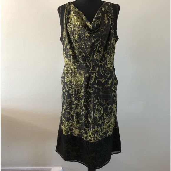 Womens Notthesame Black Yellow Cowl neck Sheath dress size 38