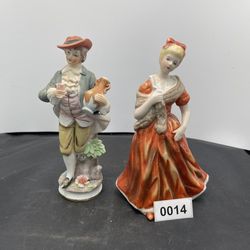 Two Bandage Victorian Men And Lady Figurines