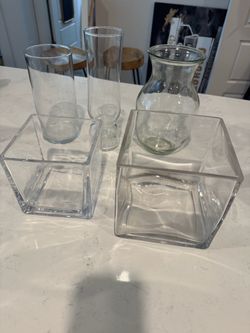 6 Glass vases