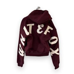 White Fox Boutique Burgundy Zip Up Hoodie Oversized NWT Women's