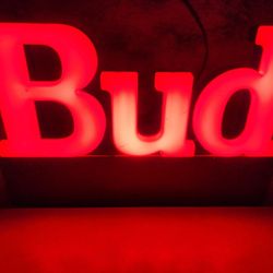 Vintage Bud Beer Light Up Sign Works 1992 Bar Neon BUDWEISER 