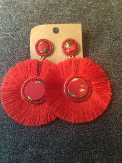 Beautiful Red Fringe Earrings