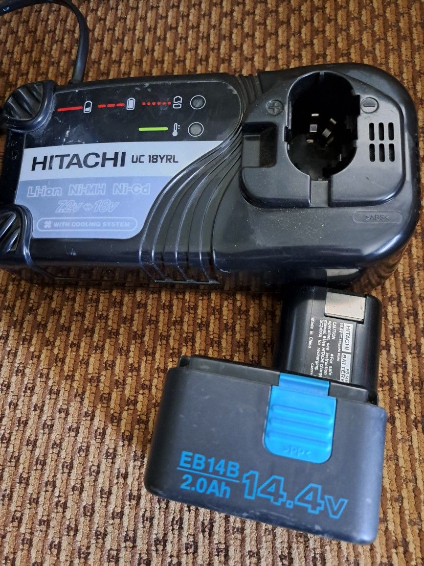 Hitachi UC18YRLM 7.2 TO 18V Battery Charger with cooling system and EB14B 2.0ah 14.4 Battery